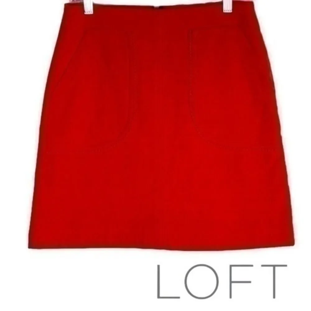 Loft Orange‎ Pockets Straight Skirt NWOT Size 0 School Y2K